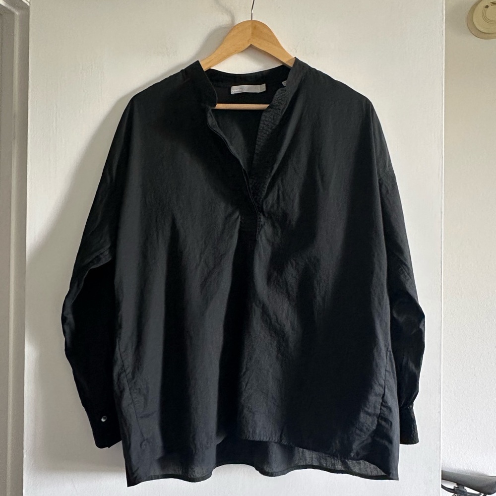 Vince Black Designer Cotton Trapunto Stitch Pullover Blouse size Small EUC - Picture 2 of 9